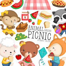 Animal Having Picnic Clipart Cute Animal Clip Art Wild Etsy Animal Clipart Clip Art Drawing For Kids