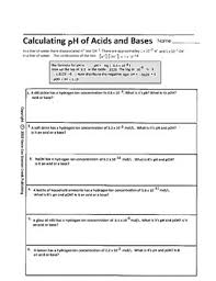 The answers to each problem are in parenthesis after each problem. Ph Of Acids And Bases Worksheet By Scorton Creek Publishing Kevin Cox