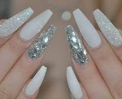 Silver and white nail design. Diy Custom Keys This Tutorial Explains How To Create A Beautifully Personalize Nail Design Rhinestone Nails White Nail Designs Silver Nails