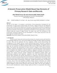 Staff access uitm (single sign on) access uitm (uitm single sign on) or websso is a service which allows users to provide their username and password once to a trusted service and to have their identity securely, consistently and seamlessly. Pdf A Generic Preservation Model Based Cop Elements Of Primary Research Data And Records