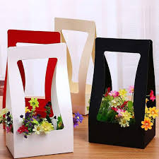 Creative Papier Fleur Panier Portable Fleurs Boites Papier Carton Fleuriste Frais Fleur Transporteur Titulaire D Paper Flowers Flower Box Gift Flower Packaging