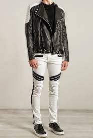 Balmain Men S Black White Leather Biker Jacket Online Shop Spentmydollars Fashion Trends Shoes Bags Black And White Man Fashion Trend Black Jackets