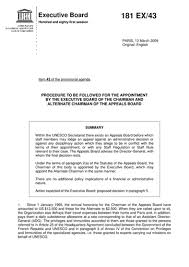 Procedure To Be Followed For The Appointment By The Executive Board Of The Chairman And Alternative Chairman Of The Appeals Board Unesco Digital Library