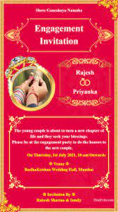 Invitation card maker is your online solution to every event. Indian Traditional Engagement Invitation Card Design