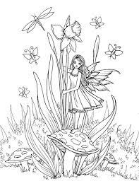 Fairy With Daffodil Colorful Art Fairy Coloring Fairy Coloring Pages