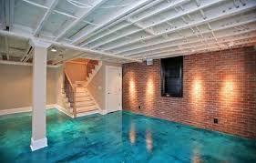 Stained concrete floor for basement. Resemblance Of Interior With Floor Painting Idea The Nuance Of Selecting Color Basement Flooring Options Painted Concrete Floors Painting Basement Floors