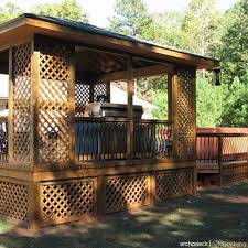 For The Ultimate In Style And Summertime Comfort Include A Deck Roof Corner Trellis And Deck Skirt Too Backyard Shade Backyard Backyard Pergola