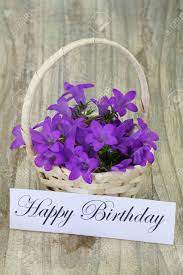 Check spelling or type a new query. Happy Birthday Card With Campanula Flower Basket Stock Photo Picture And Royalty Free Image Image 28958090