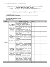 Fișa cadru de evaluare pentru cadrele didactice din învățământul preuniversitar. Fisa De Autoevaluare Profesor