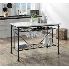 The rustic kitchen island look also adds some warmth to the space. Tiramisubest Kitchen Island White Cultured Stone Gray Finish