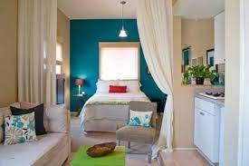 Studio Apartment Setup Ideas With Turquoise Wall Color Apartment Bedroom Decor College Apartment Decor Studio Apartment Decorating