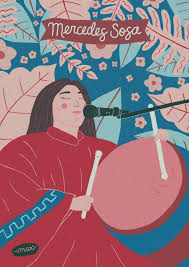 Mercedes Sosa Por Mar Ilustra Arte En Lienzo Cultura Argentina Mercedes