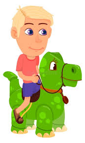 Boy Riding Dinosaur Stock Illustrations