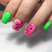 Bright Fashion Nails Fun Summer Nails Juicy Summer Nails Nails Trends 2018 Pink And Lime Green Nails Short Nails 2 Summer Nails Vacation Nails Nail Colors