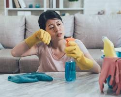 wearing gloves when doing household chores