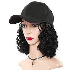 Baseball Cap Wig With Curly Hair Extensions Synthetic Wave Wig Hat For Women Adjustable Black Baseball Hat Yxche Synthetic Curly Hair Wig Hat Curly Hair Styles