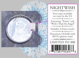 Once is the fifth studio album by finnish symphonic metal band nightwish, and is notable for being their last to feature tarja turunen as a lead vocalist. Nightwish Once Indie Exclusive Limited Edition Clear Blue Splatter Lp Vintage Vinyl