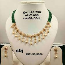 Beautifully crafted gold temple jewellery studded with rubies and emeralds from anmol jewellers. Gorgeous 22k Gold Light Weight Necklace With South Sea Pearl Hangings Jewellery You Would Jewelry Design Necklace Gold Earrings Designs Gold Necklace Designs