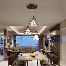 Majestueux lustre matane à huit bras au design volontairement minimaliste. Suspension Cage Forme Diamant Contemporain E27 25cm Luminaire Lustre Abat Jour En Fer Corde Ajustable Pour