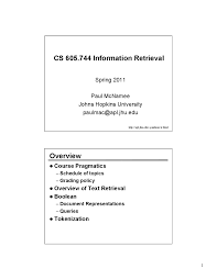 The ascii table contains letters, numbers, control characters, and other symbols. Information Retrieval Overview Lecture Slides Computer Science Docsity