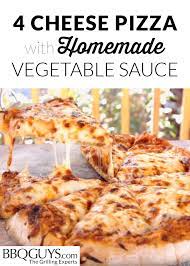 Healthy Four Cheese Homemade Pizza Recipe Bbqguys Recipe Pizza Recipes Homemade Pizza Sauce Homemade Homemade Cheese Sauce