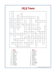 Want more crossword puzzles printable and free? Mlb Teams Crossword Puzzle My Printable Puzzles