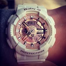 Instagram Megan Holick12 Baby G Rose Gold And White Watch Gshock Watch G Shock Watch Women S Baby G Shock Watches Rose Gold Watches Women Womens Watches