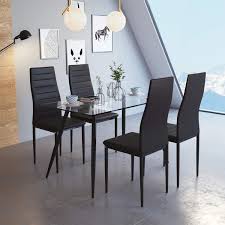 Dining tables with style and design at great prices! Jeffordoutlet Glass Dining Table Modern Home Kitchen Round Rectangle Tempered Dining Table Living Room Furniture Black Rectangle Glass Table Set Of 4 Black Chairs Buy Online In Qatar At Qatar Desertcart Com Productid