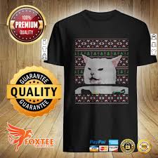 After reading this you'll be screaming too. Woman Yelling Cat Meme Ugly Christmas Sweater Foxteeshirt