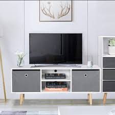 For a modern house concept, we usually see a large tv led set which is sophisticated and luxurious. Aingoo White Modern Tv Stand Wooden 43in Console Table Table With Media Shelf Large Drawer Storage White Mdf Fabric Holds Up To 45 Tv Buy Online In Faroe Islands At Faroe Desertcart Com Productid