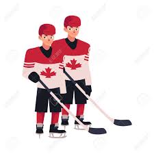 Maybe you would like to learn more about one of these? Two Hockey Players In Canadian Uniform With Maple Leaf Standing Royalty Free Cliparts Vectors And Stock Illustration Image 70234730