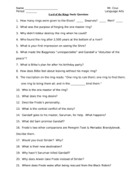 You shall be the fellowship of the ring'? Tolkien S Hobbit Lord Of The Rings Film Study Questions By Cruzcyberclass