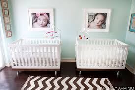 8 must haves for a nursery room for twins that will make twin parenting easier! Aqua And White Twin Nursery Room Decorating Ideas Gender Neutral Unisex Design And Decor For Baby Boy And Girl Nursery Twins Boy Girl Twins Nursery Twins Room