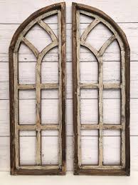 Wood Arches Cathedral Window Set Etsy Window Wall Decor Arched Wall Decor Farmhouse Windows