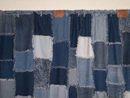 Denim Rag Curtains Made With Waistband And Belt Loops To Hang On Curtain Rod Rag Curtains Diy Curtains Denim Curtains