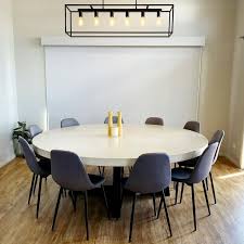2m Diameter White Concrete Dining Table