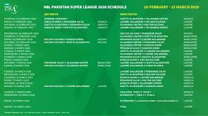 Psl Schedule In 2020 Psl Schedule League Schedule Psl Teams