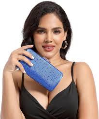 Boutique De FGG सुरुचिपूर्ण महिला बैंगनी क्रिस्टल क्लच शाम बैग शादी कॉकटेल  बॉक्स हैंडबैग पर्स, बैंगनी : Amazon.in: फैशन