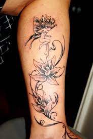 Black and grey fairy tattoo design. Fairy And Flowers Tattoos And Tattoo Designs Fairy Tattoo Beautiful Flower Tattoos Poker Tattoo