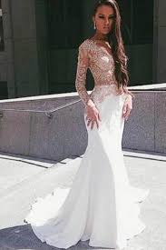 White Long Sleeve Illusion Mermaid Floor Length Appliqued Prom Dress Pl238 White Lace Prom Dress Prom Dresses Long With Sleeves White Prom Dress Mermaid