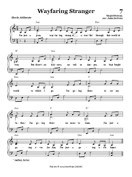 Wayfaring Stranger Folk Song Piano Folk Song Voice Lesson Sheet Music