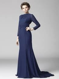 Long Sleeved Jewel Neck Modest Evening Dress With Open Back Bridesmaid Dresses With Sleeves Backless Evening Gowns Modest Evening Dress