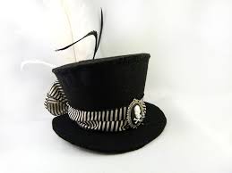 Black And White Striped Top Hat Black And White Striped Skull Cameo Mini Top Hat By Angelyques On Deviantart Mini Top Hat Black Top Hat Steampunk Top Hat