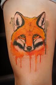 Red Fox Head Tattoo On Hip Animal Tattoos Fox Tattoo Design Fox Tattoo Black Cat Tattoos