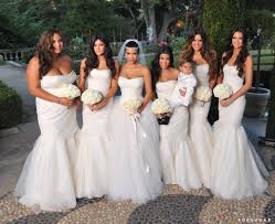 Before Kim Marries Kanye Take A Look Back At That Other Wedding She Had Mermaid Bridesmaid Dresses White Bridesmaid Dresses Tulle Bridesmaid Dress