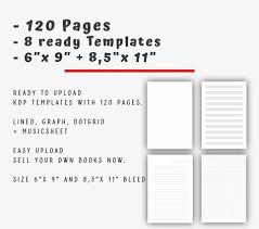 8 X 120 Pages 6 X 9 And 8 5 X 11 Templates For Kdp No Content Templates Ready Kindle Direct Publishing Book Interior Starterset In 2020 Create Your Own Book Kindle Direct Publishing Templates