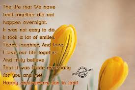 You two complete each other. Wedding Anniversary Wishes For Son