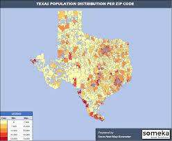 Texas City Zip Code Map Texas Zip Code Map And Population List In Excel