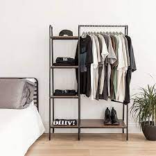 Wood clothing rack wooden clothes rack clothes rail clothes rack bedroom garment racks a shelf wooden diy diy furniture industrial furniture. Metal Garment Rack Home Storage Rack Hanging Clothing Bar With Multi Wooden Shelves 60 X 40 Walmart Com Walmart Com