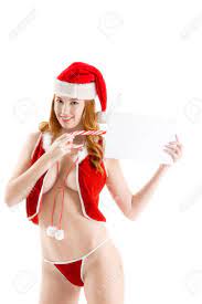 Sensual Sexy Nude Caucasian Woman Santa Claus In Christmas Hat With  Copyspace Stock Photo, Picture and Royalty Free Image. Image 12064701.